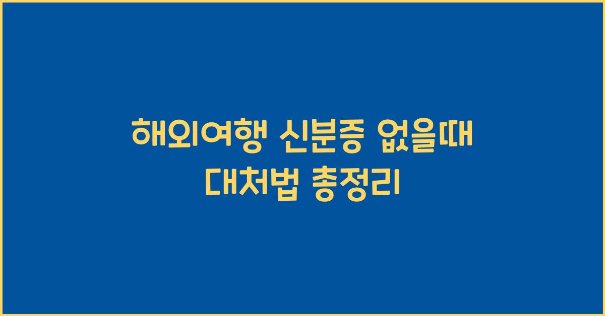 해외여행 신분증 없을때