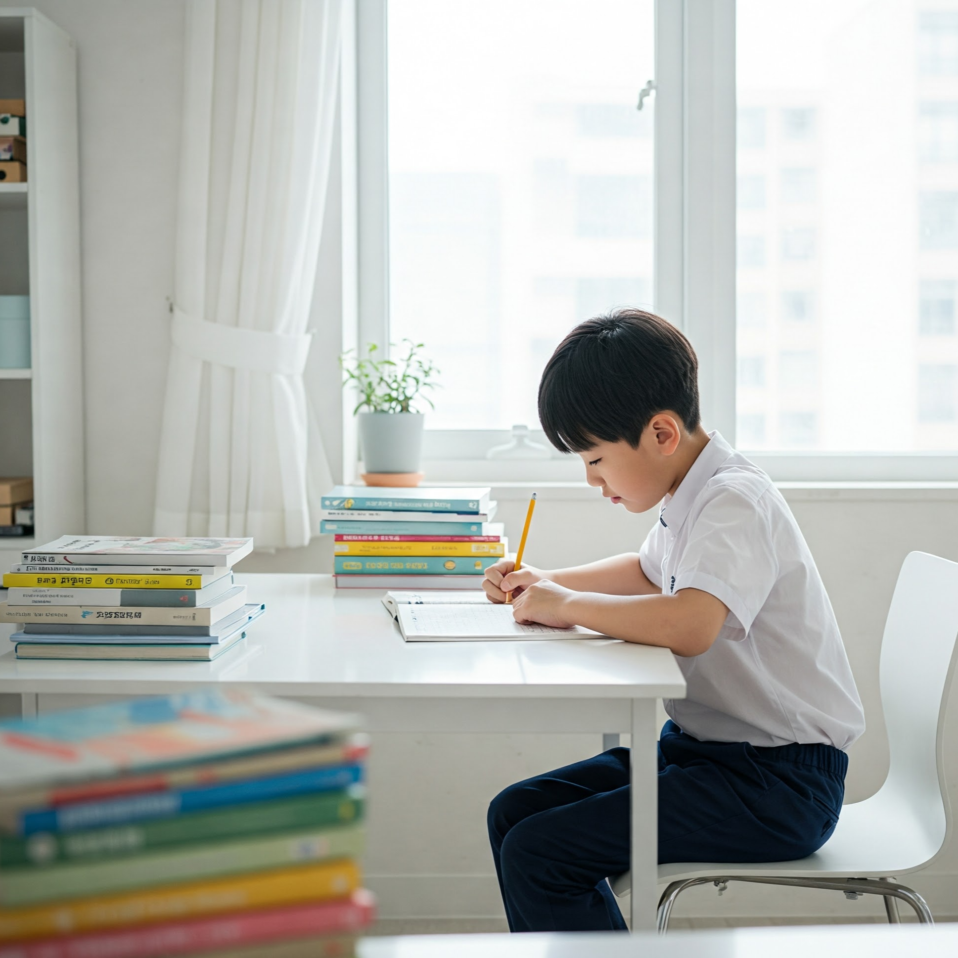 문해력 공부를 하는 초등학생