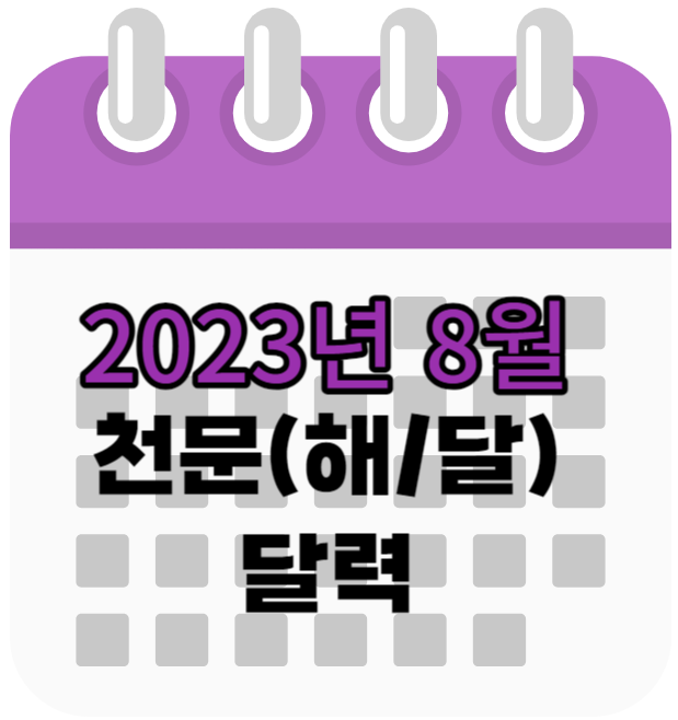 2023년 8월 천문 현상 달력( 일출, 일몰, 월출, 월몰, 천문현상)