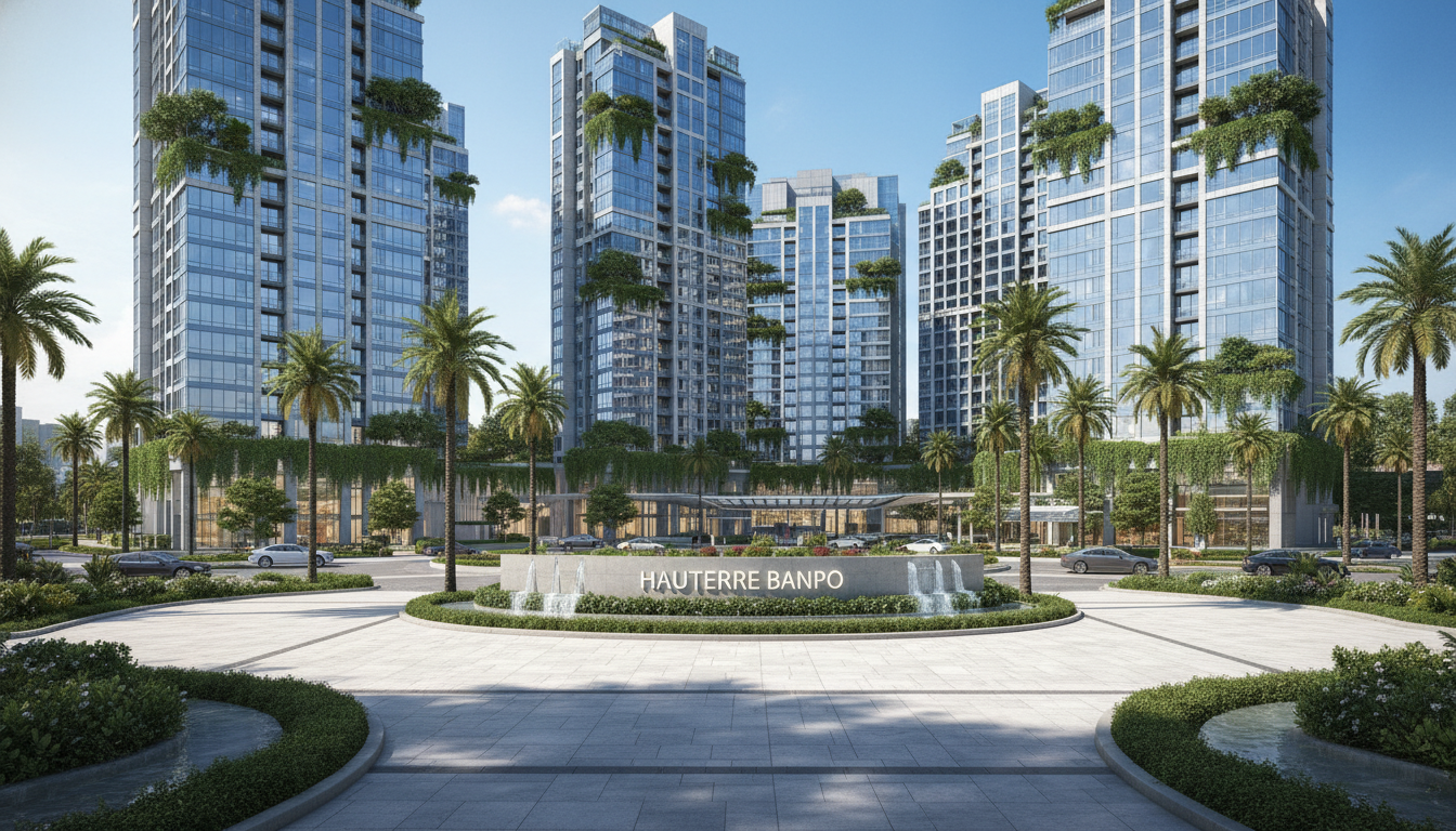 오티에르 반포 고급 아파트 외관 및 세련된 조경 예상 조감도