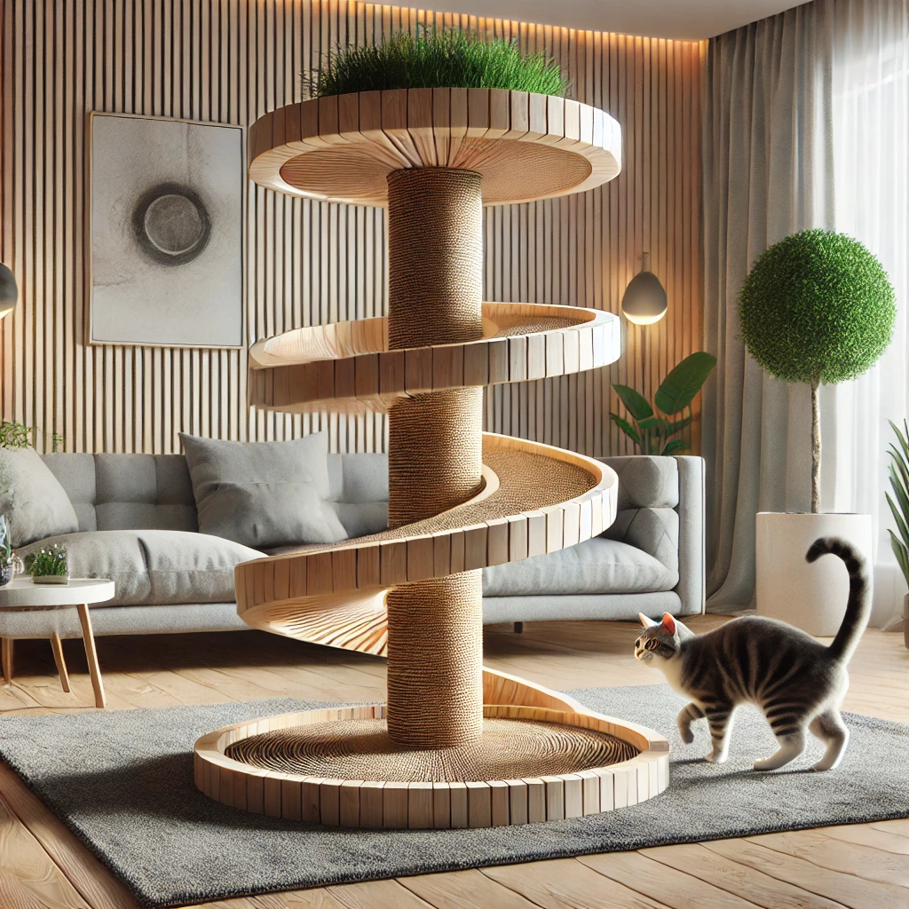 고양이가 놀이기구(스크래쳐) 탈 준비중