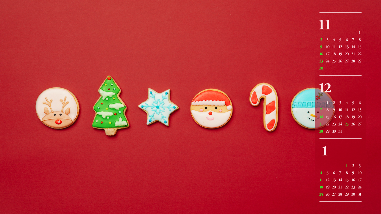 03 크리스마스 쿠키 B - 2025년12월 노트북배경화면