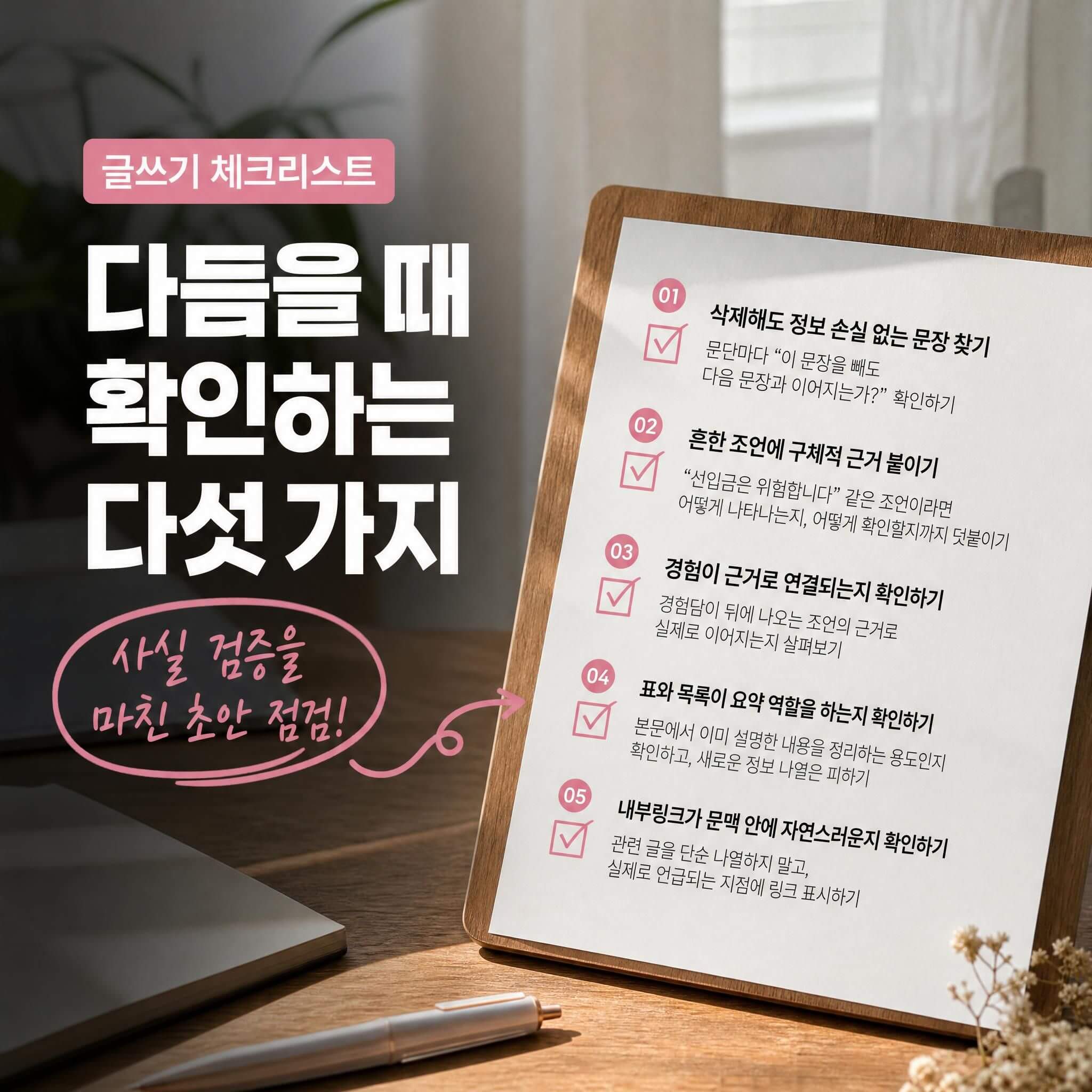 글 다음을 때 확인하는 5가지