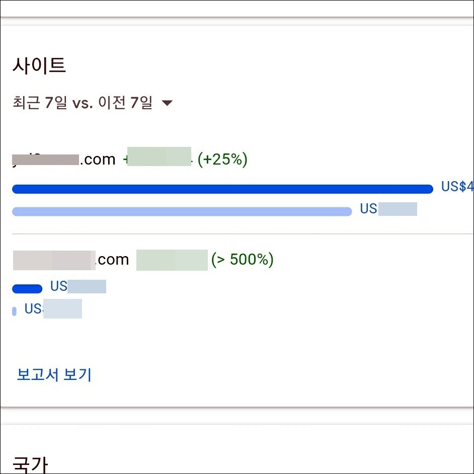 애드센스_일주일_수익_변화율