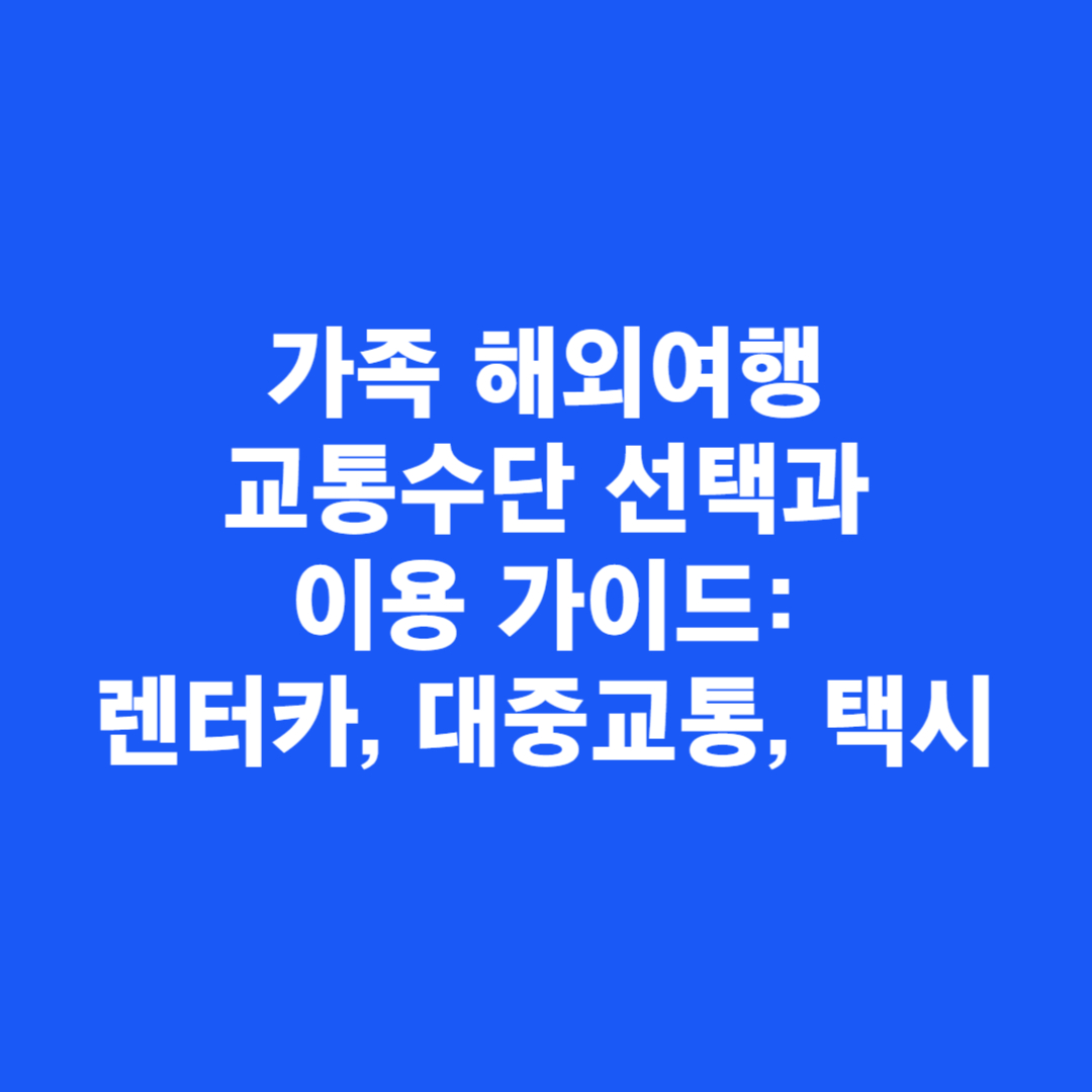 가족 해외여행 교통수단 선택과 이용 가이드: 렌터카, 대중교통, 택시