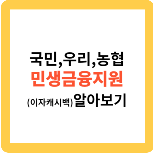 민생금융지원 KB국민 우리은행 농협은행 알아보기