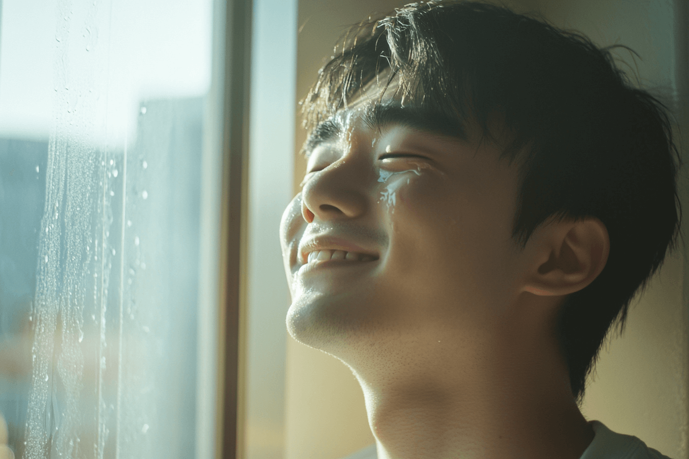 미소지으며-울고-있는-남자