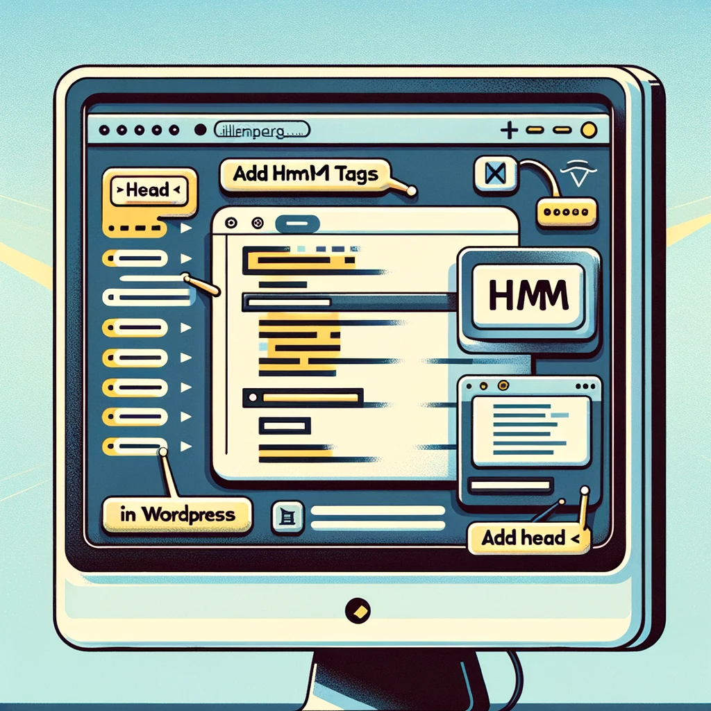 An illustrative image showing various methods to add specific HTML tags to the _head_ section in WordPress.
