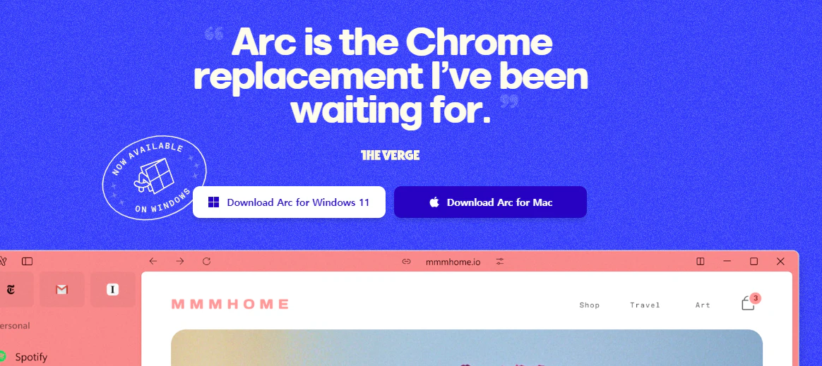 아크 브라우저 홉페이지