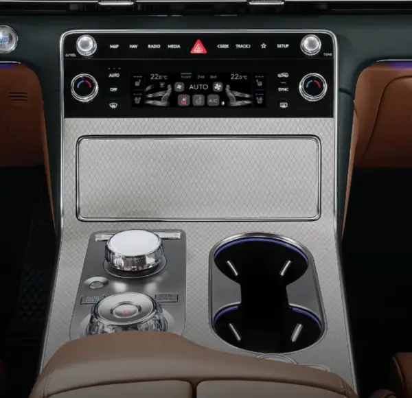 제네시스 gv80 기어 조종 및 전면 옵션 모습