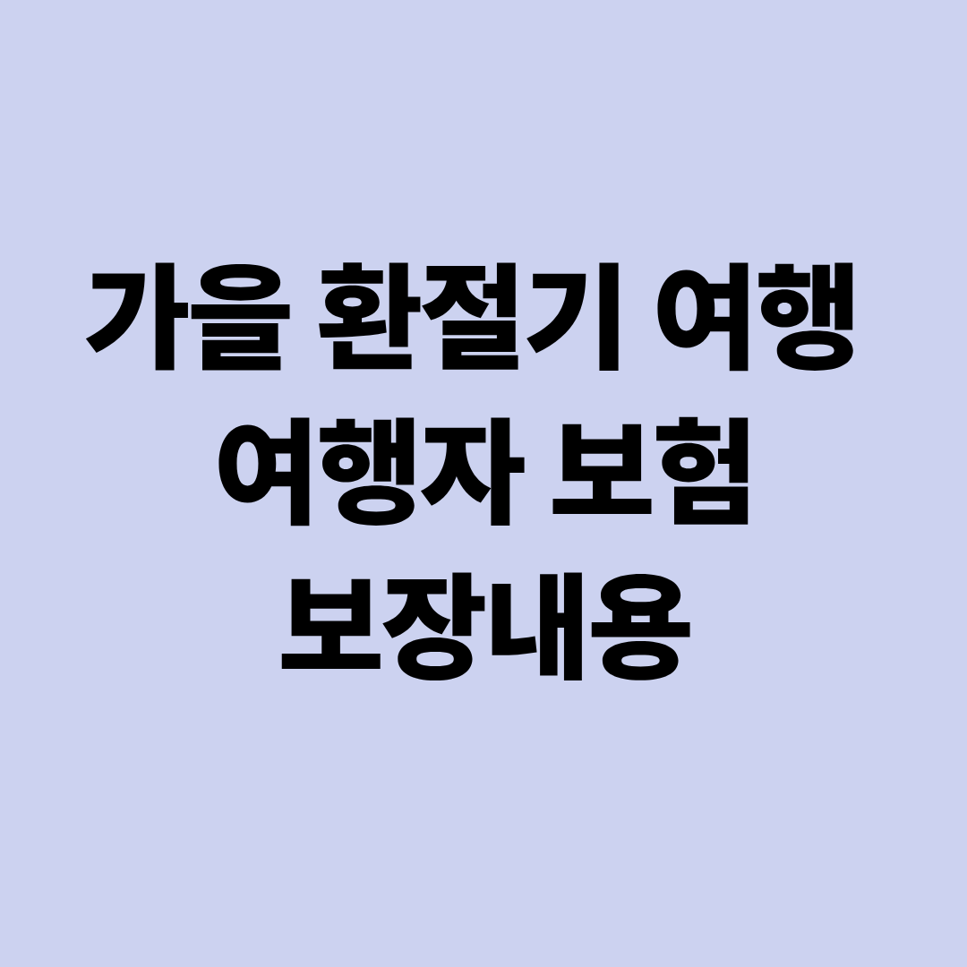 가을 환절기 여행 여행자 보험 보장내용