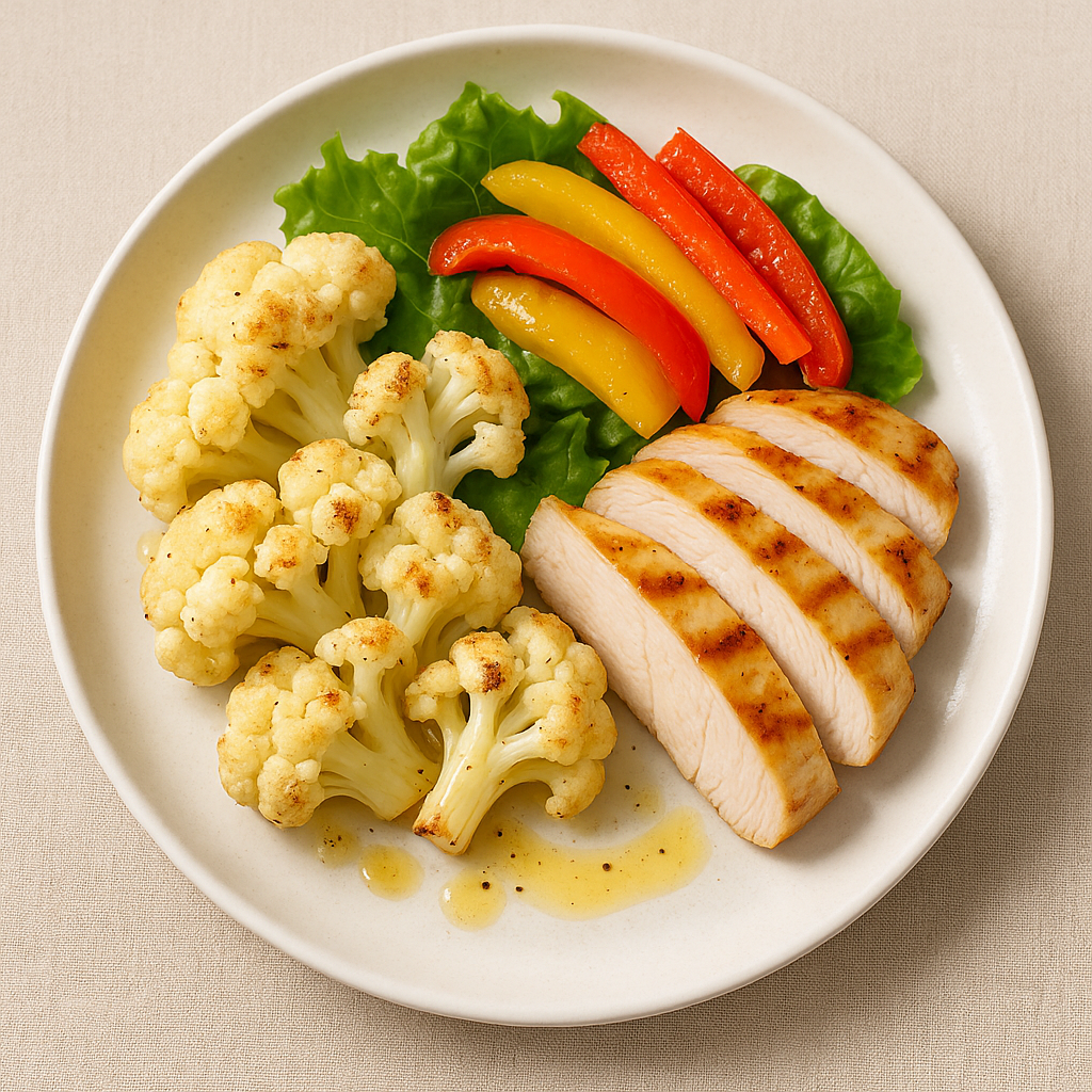 칼리플라워+닭가슴살+파프리카 샐러드 한 접시