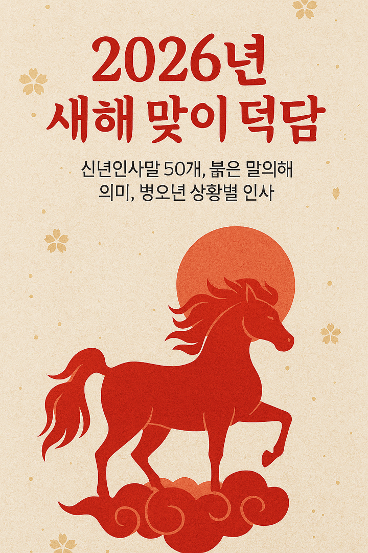 2026년 새해 맞이 덕담, 신년인사말 50개, 붉은 말의해 의미, 병오년 뜻, 상황별 인사