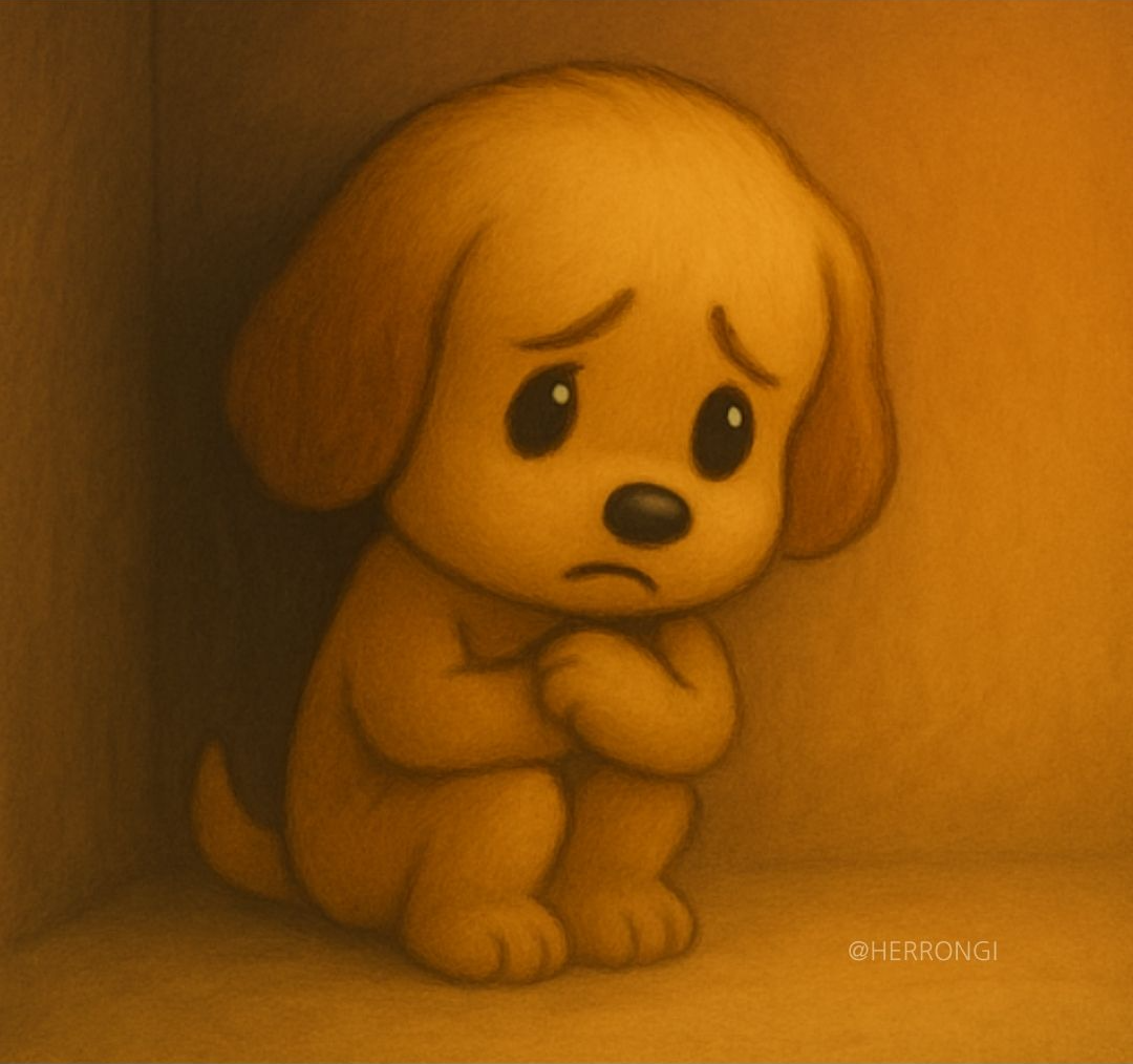 사랑 받고 싶어서 애써 노력하려고 궁리하고 있는 헤롱이를 표현