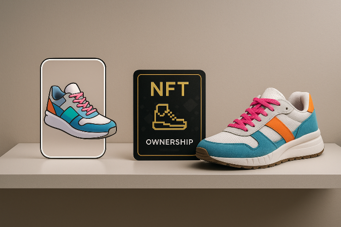 가상 운동화와 실물 운동화의 병치 장면