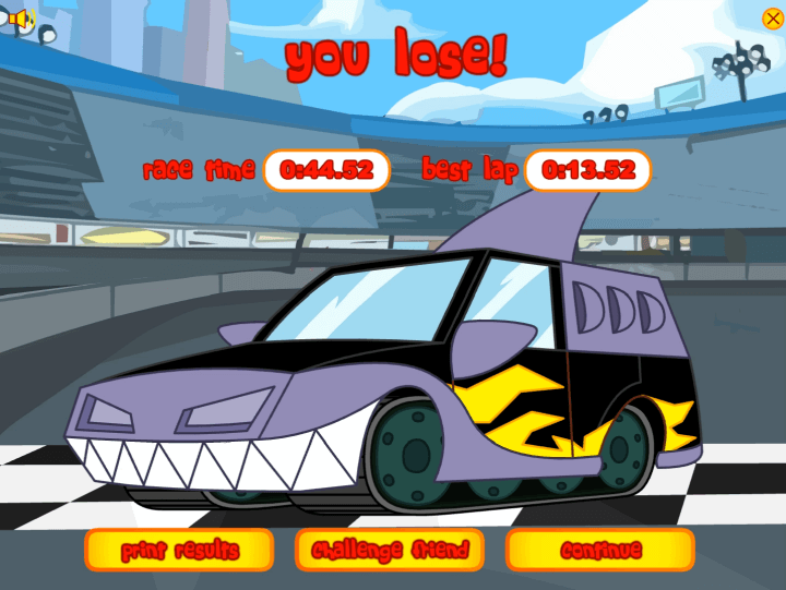 피니와퍼브-자동차-플래시게임-종료-화면