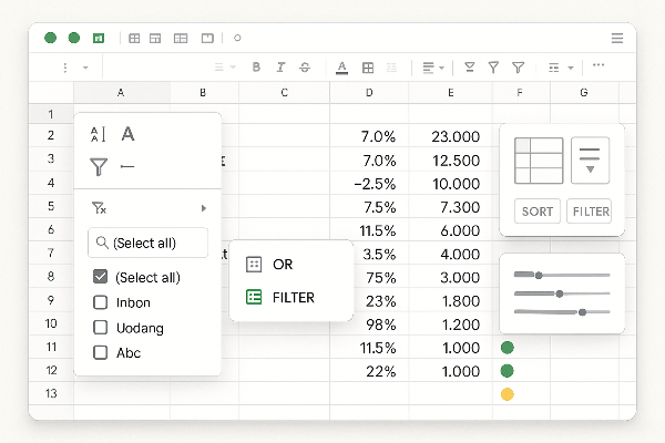구글 스프레드시트에서 데이터 정렬·필터 사진