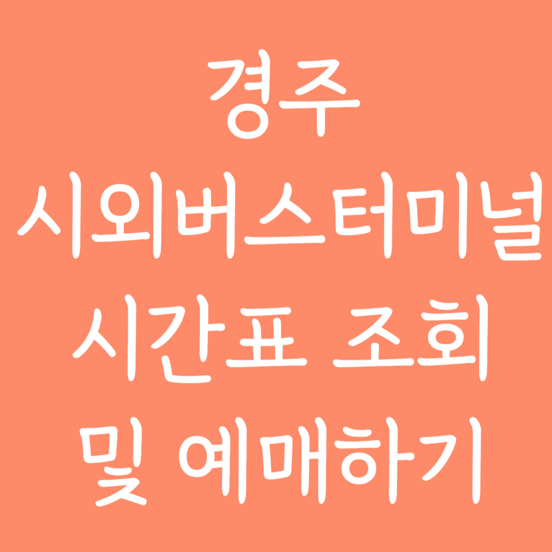 경주 시외버스터미널 시간표 조회 및 예매하기