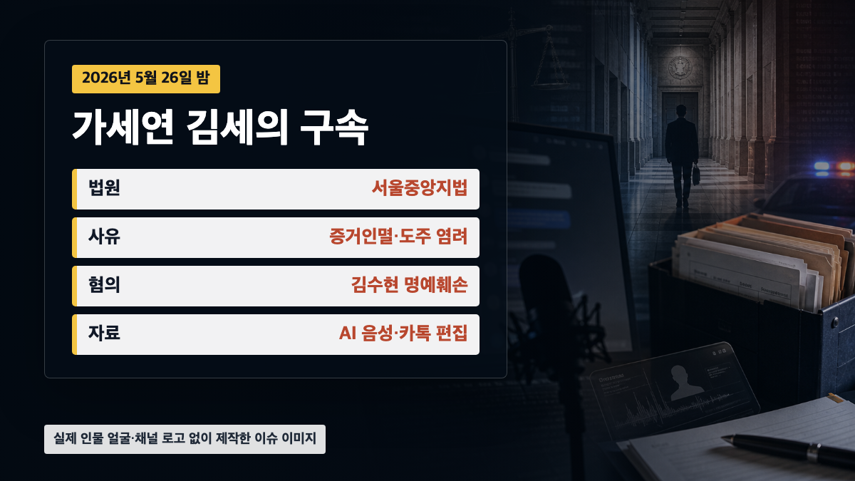 가세연 김세의 구속 김수현 명예훼손 AI 녹취록 카톡 편집 혐의 대표 이미지
