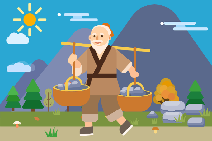 돌을 나르는 노인