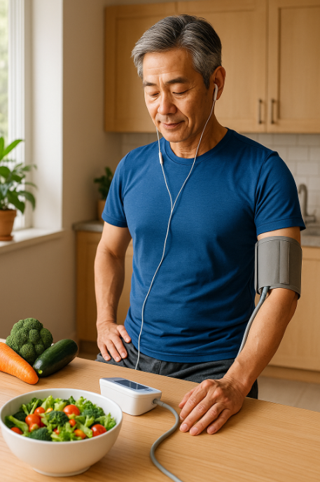 중년 건강관리법 (혈압식단, 유산소, 채식)