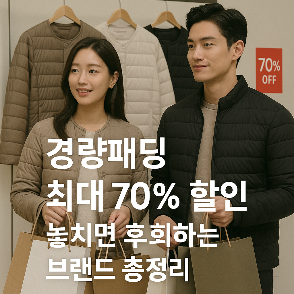 경량패딩 최대 70% 할인 놓치면 후회하는 브랜드 총정리