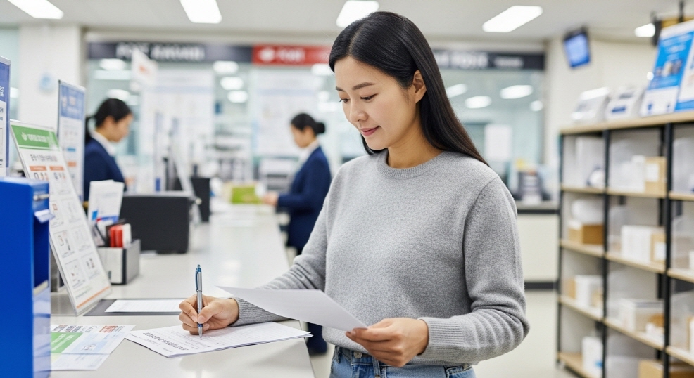 우편으로 등기 발송하는 손