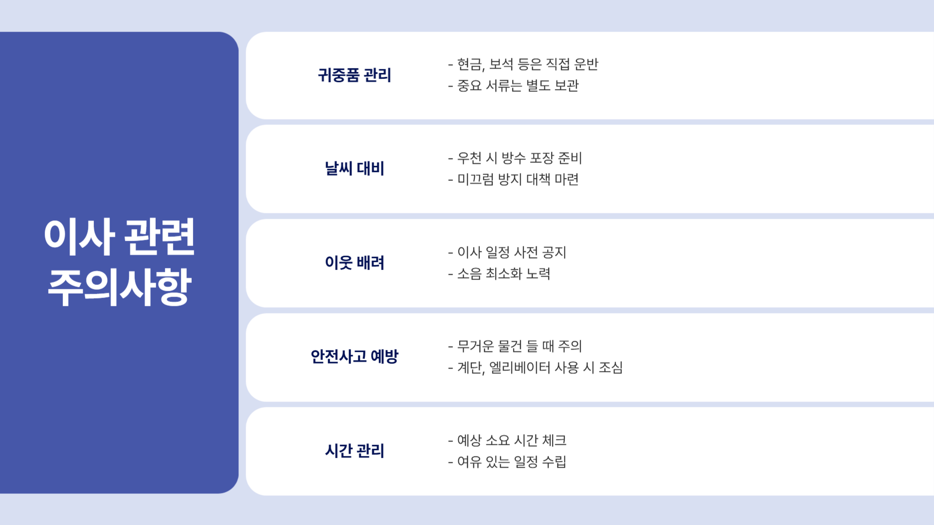 이사 전 준비, 효율적인 이사를 위한 필수 준비 사항