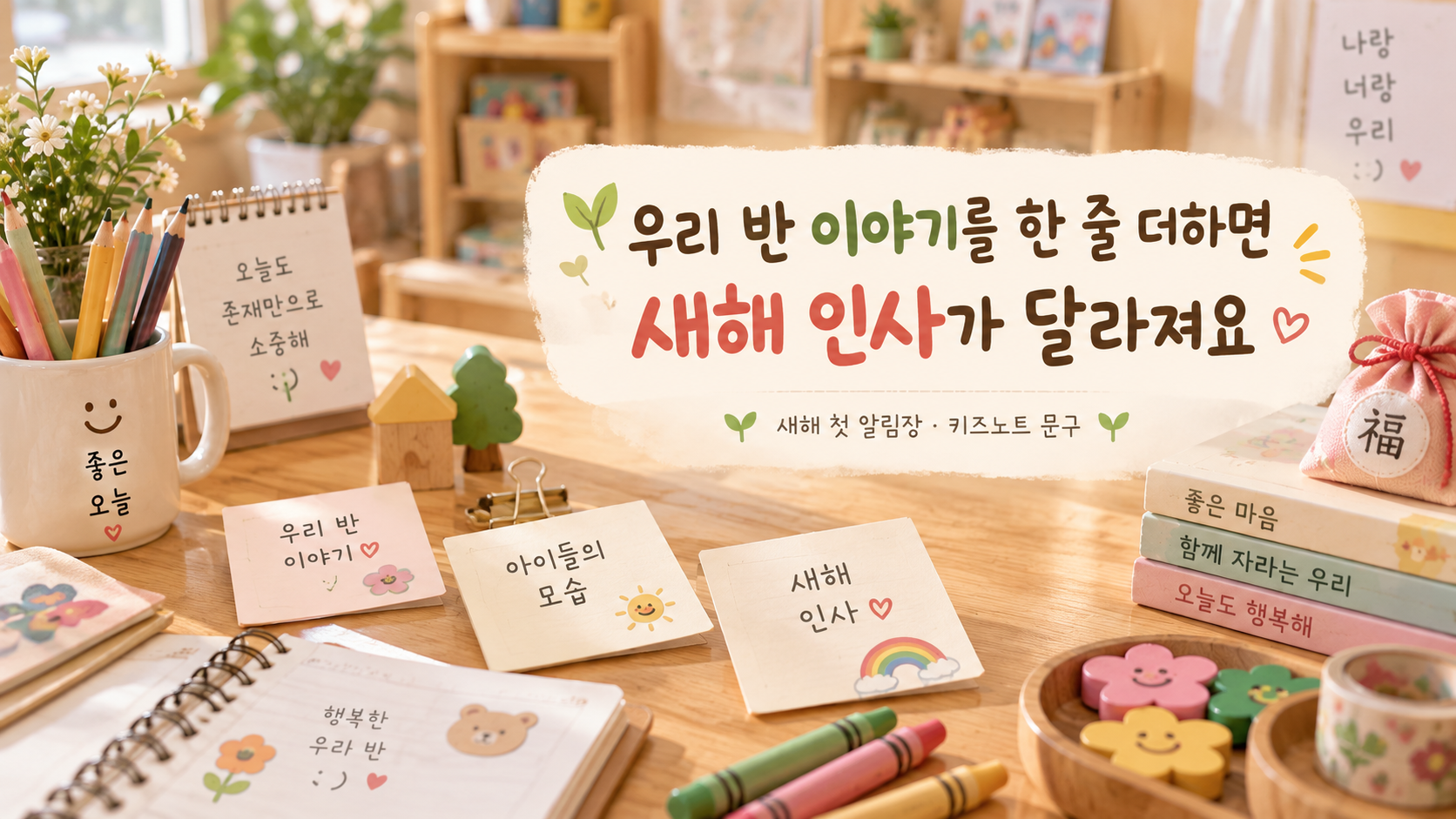따뜻한 우리 반 새해 인사 테이블