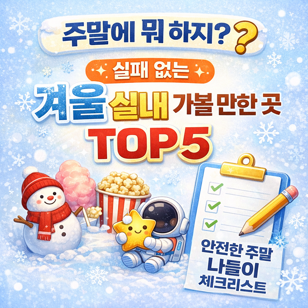 주말에 뭐 하지? 실패 없는 겨울 실내 가볼 만한 곳 TOP 5 &amp; 안전한 주말 나들이 체크리스트
주말가볼만한곳, 실내데이트, 아이와가볼만한곳, 겨울나들이, 전시회추천, 주말나들이, 워셔액보충, 겨울철차량관리, 근교드라이브, 국내여행