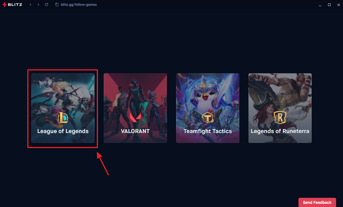 블리츠앱 - 게임선택 화면