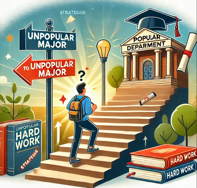 비인기 학과에서 인기 학과로 전과하는 이미지
