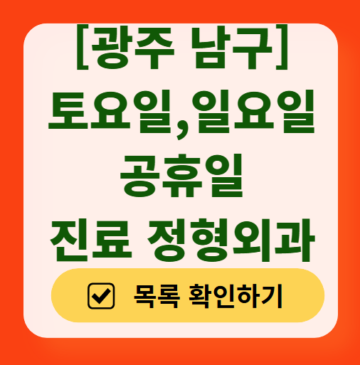 광주 남구 일요일 문 여는 정형외과 목록 ❘ 토요일, 주말, 공휴일 진료 영업 병원 찾기