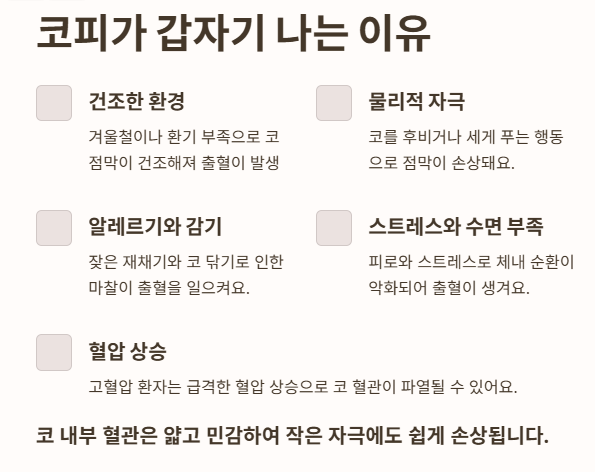 갑자기 코피 나는 이유