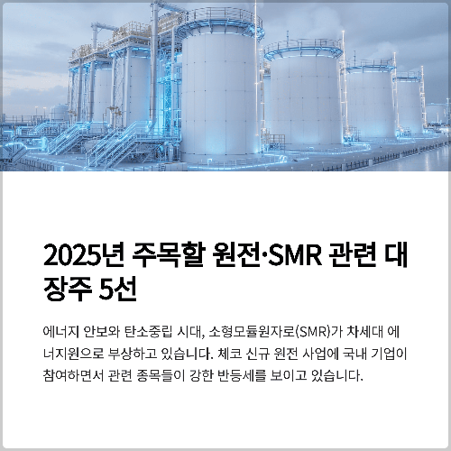 2025 원전 SMR 관련주 대장주 TOP5 분석, 체코 수주 수혜주와 두산에너빌리티 전망