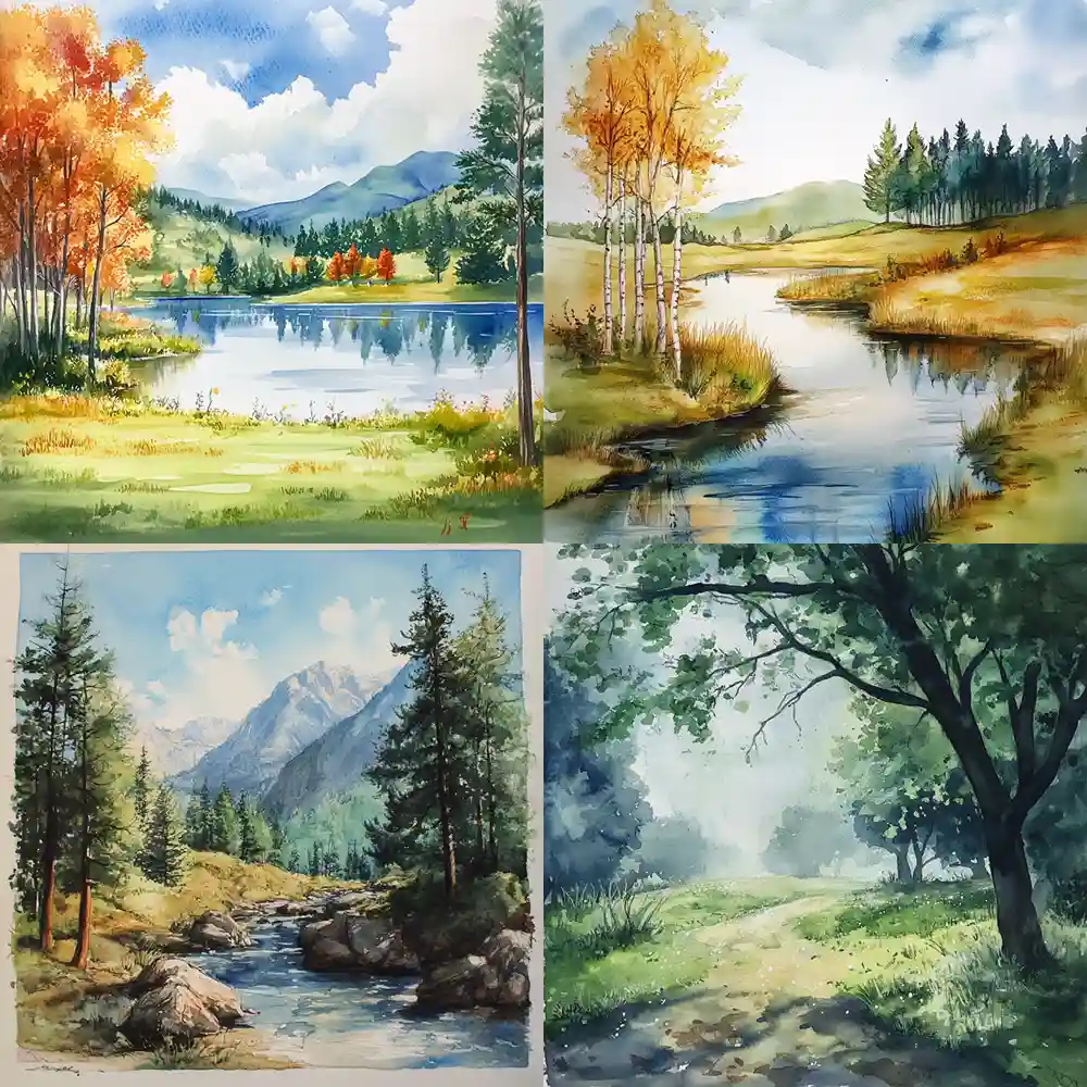 Landscape watercolor painting. Please don't add trees! No water!!