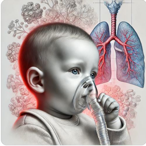 네뷸라이저를 이용해 기관지염 치료를 하고 있는 아이 사진