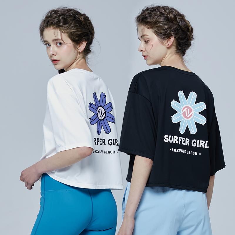 레이지비 빅사이즈 여성 래쉬가드 반팔 수영복 상의 비치웨어 커버업 시그니처 크롭 반팔