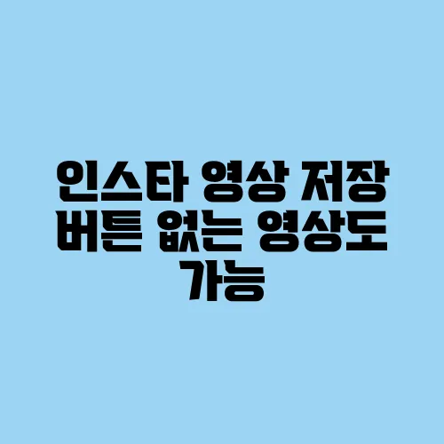 인스타 영상 저장 버튼 없는 영상도 가능