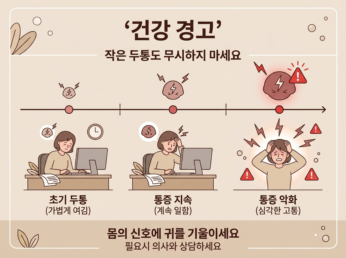 두통 참으면 만성화 경고 일러스트