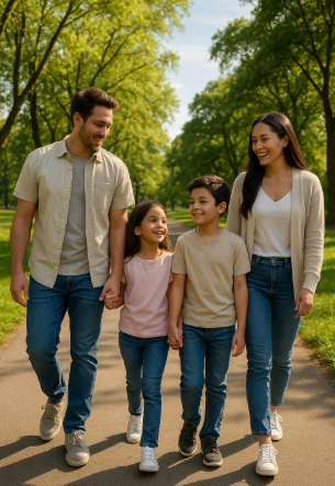 산책하는 가족 사진