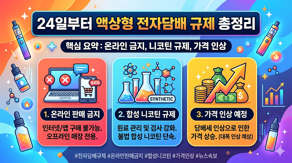 24일부터 액상형 전자담배 온라인 판매 금지! 합성 니코틴 규제와 가격 인상 총정리