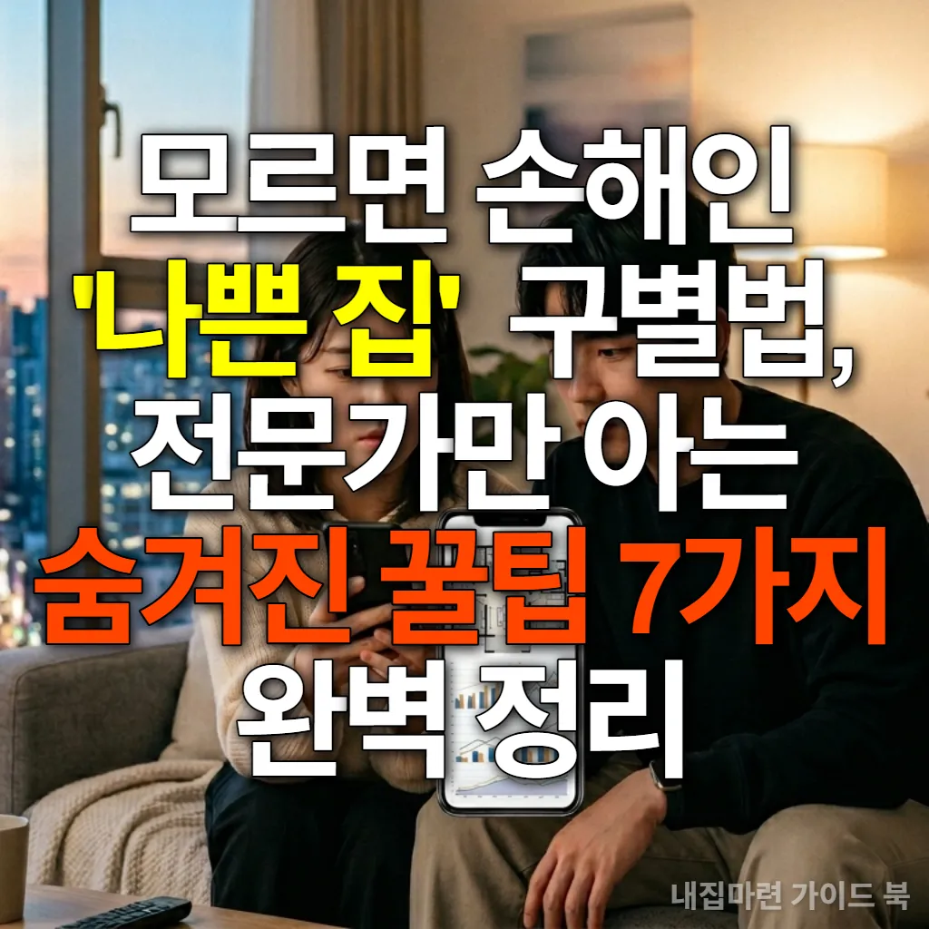 스마트폰으로 집 정보를 확인하며 고민하는 한국인 커플