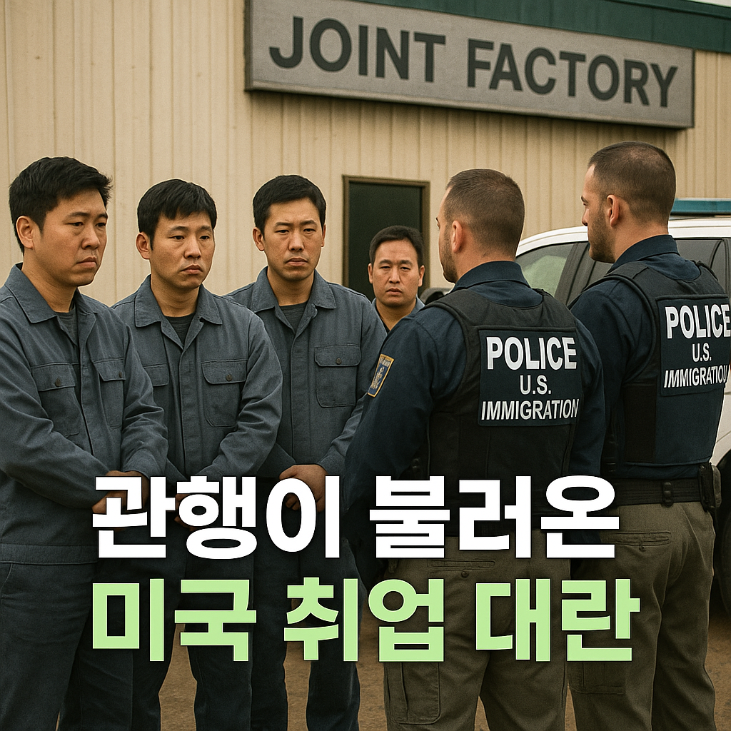 미국 합장 공장에 대한 미국 이민국 요원 단속 현장