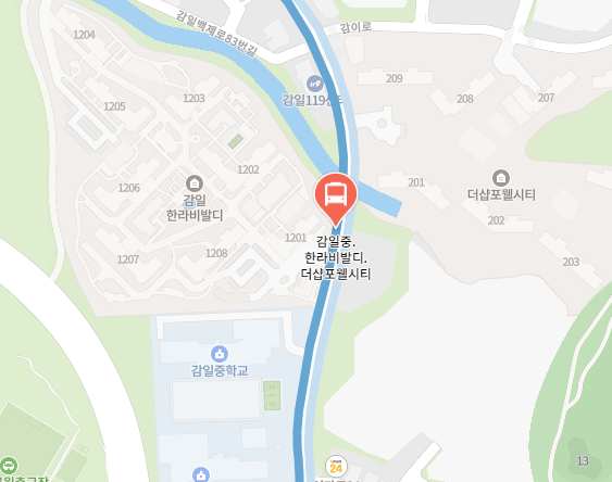 감일중.한라비발디.더샵포웰시티에서 인천공항 리무진 공항버스(5500번) 지도 위치