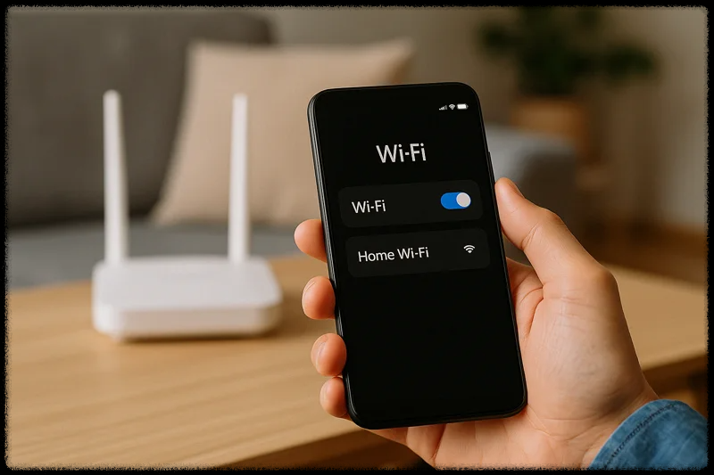 스마트폰으로 와이파이 설정 변경 중