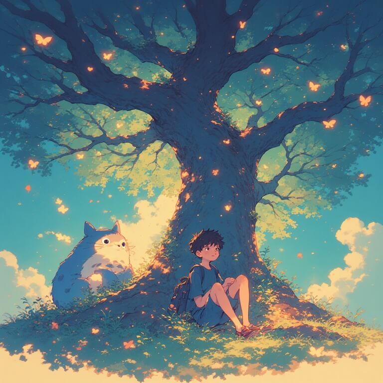 인간과 요괴의 타자이해를 나타내는 일러스트