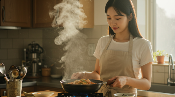 짜글이에 채소와 두부넣고 마무리하는 이미지