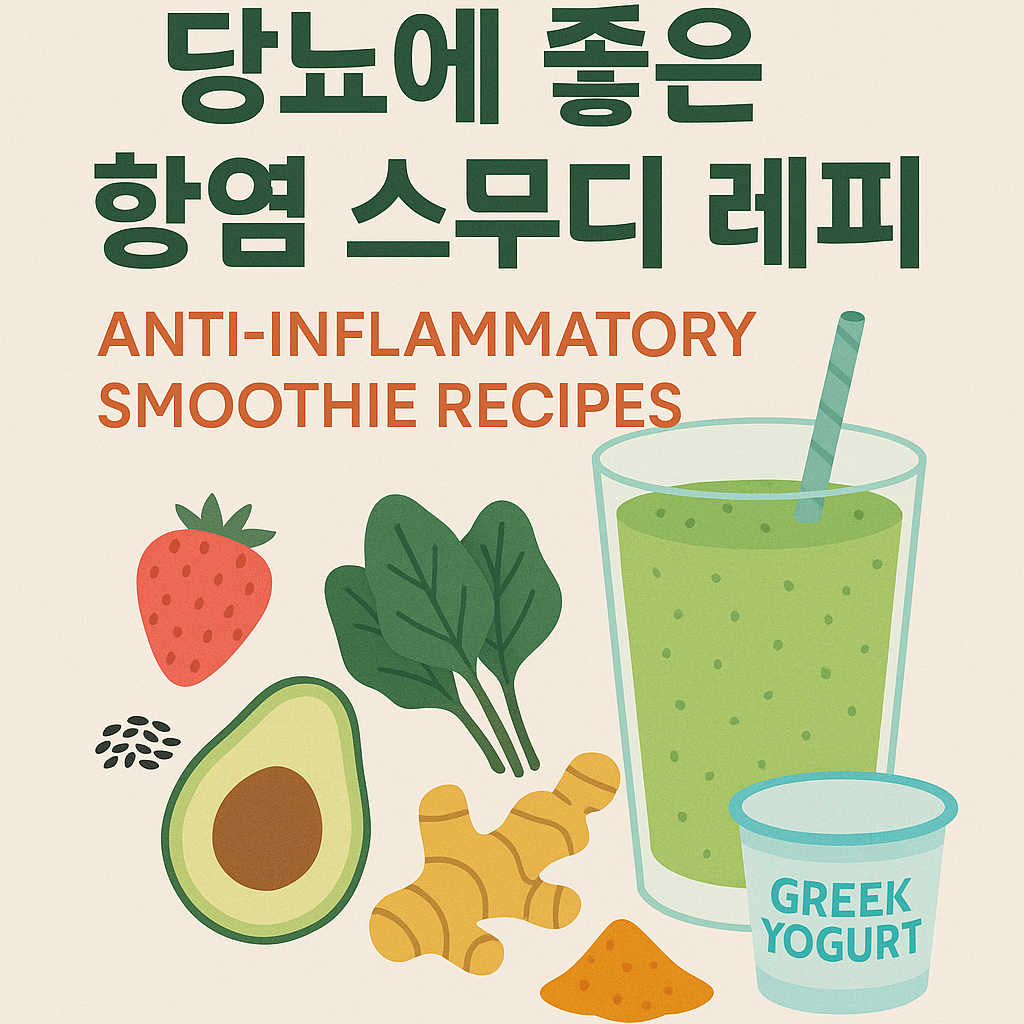 당뇨 관리에 좋은 항염 스무디 레시피를 소개합니다. 블루베리, 시금치, 아보카도, 강황 등 항염 식재료로 만든 저당·저GI 스무디로 혈당 안정과 건강을 함께 챙겨보세요.