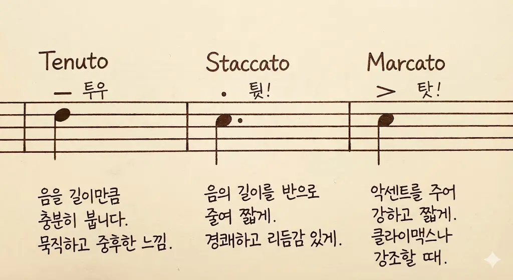 테누토 스타카토 마르카토 악보이미지